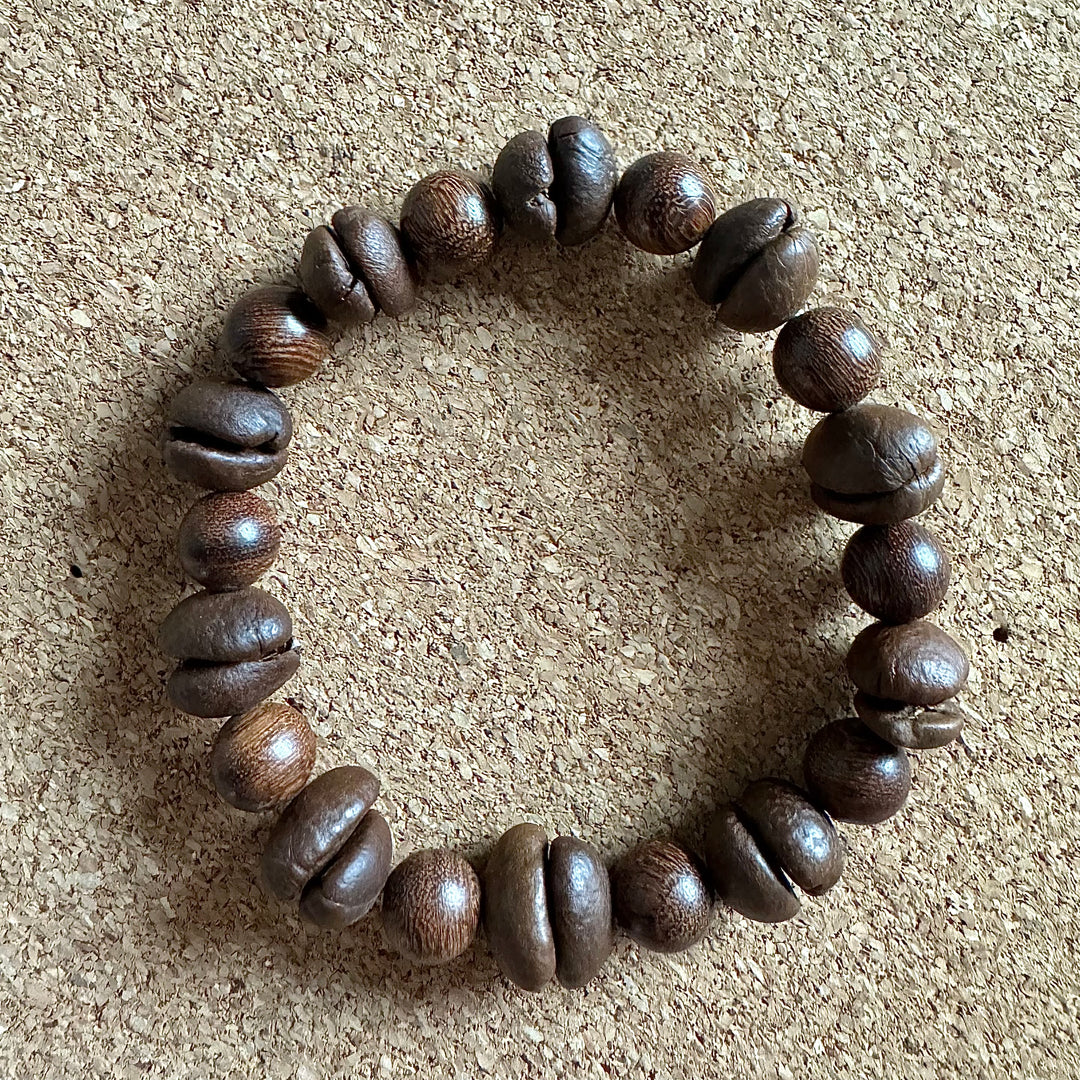 Natural Coffee Bean and Sandalwood Bead Bracelet - Suitable For Both Men And Women, Handmade, Eco-Friendly And Unique Coffee Gifts.