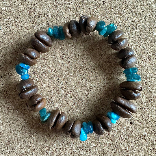 Handmade Natural Coffee Bean Bracelet With Colorful Crystal Shards, Stretchy Beaded Bracelet For Men And Women, Suitable For Meditation, Healing And Daily Wear For Good Luck And Health