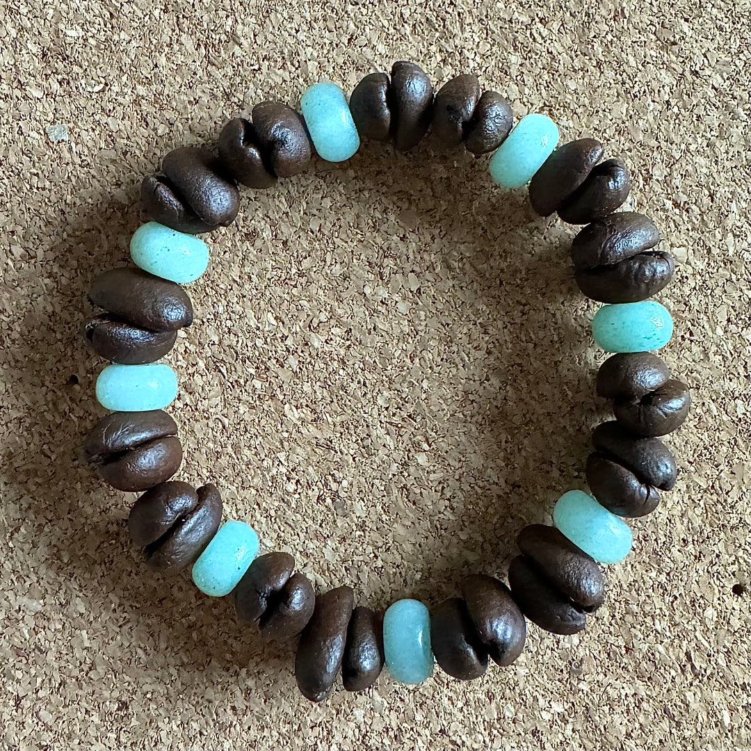 Solid Color Beads Natural Coffee Bean Bracelet - Stretch Beading, Handmade, Eco-Friendly, Unique Bohemian Jewelry