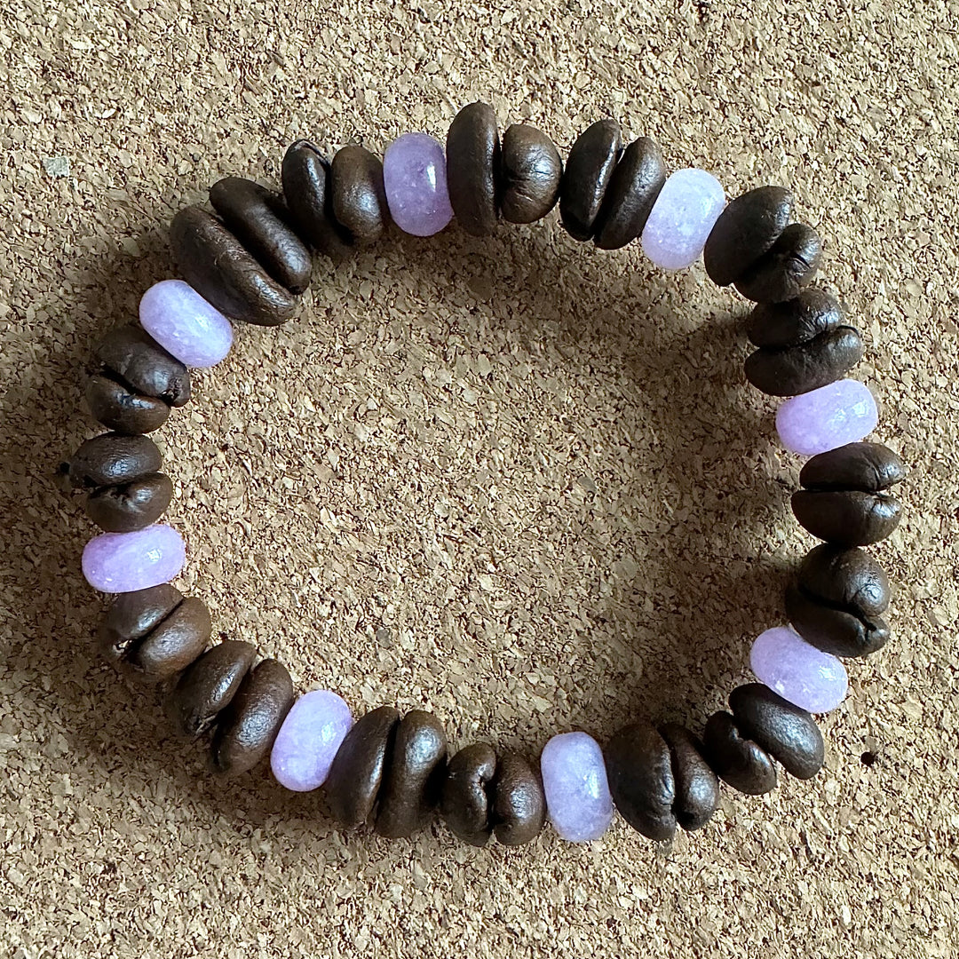 Solid Color Beads Natural Coffee Bean Bracelet - Stretch Beading, Handmade, Eco-Friendly, Unique Bohemian Jewelry