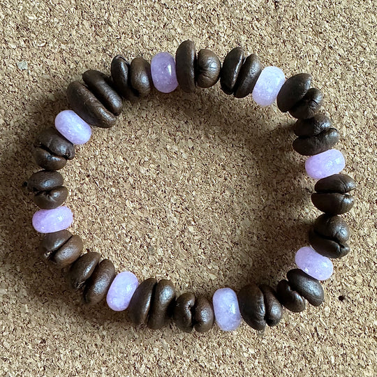 Solid Color Beads Natural Coffee Bean Bracelet - Stretch Beading, Handmade, Eco-Friendly, Unique Bohemian Jewelry