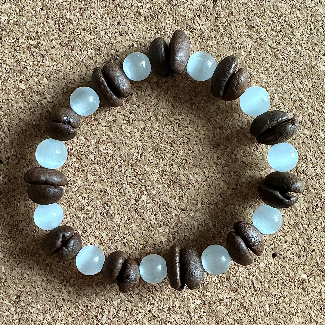 Solid Color Beads Natural Coffee Bean Bracelet - Stretch Beading, Handmade, Eco-Friendly, Unique Bohemian Jewelry