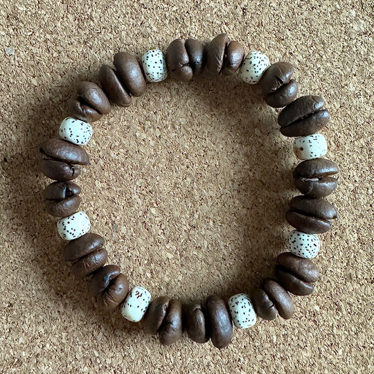 Handmade Natural Coffee Bean And Star Moon Bodhi Bracelet, Unique Design, Unisex, Can Be Used For Meditation, Blessing And Daily Wear, Showing The Beauty Of Nature And Zen