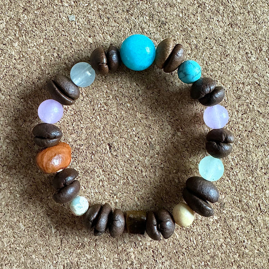 Natural Coffee Bean Bracelet with Colorful Beads – Handmade, Eco-Friendly, Boho Chic Jewelry for Men & Women