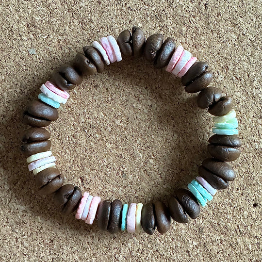 Handmade Volcanic Stone Collection Coffee Bean Bracelet - Colorful Volcanic Stone Stretch Bracelet, Unique Coffee Gift