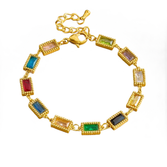 Rectangular colored diamond bracelet