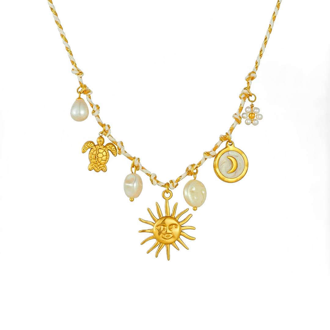 Bohemian Rope Knot Sun &amp; Turtle Multi-Pendant Jewelry