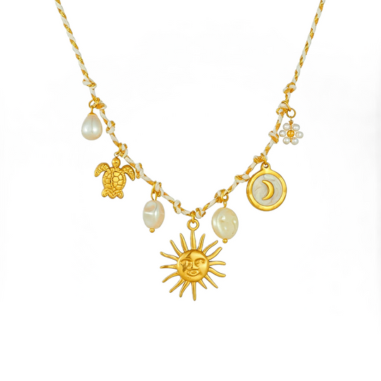 Bohemian Rope Knot Sun &amp; Turtle Multi-Pendant Jewelry