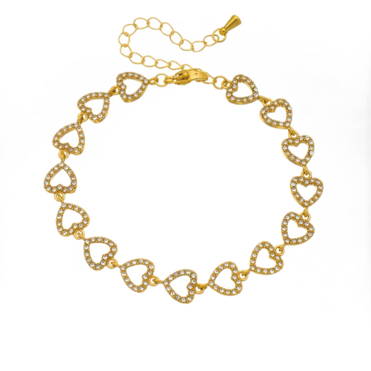 Cutout Heart Inlaid Diamond Bracelet