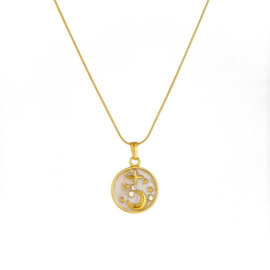 Celestial Moon &amp; Star Necklace and Earrings Set