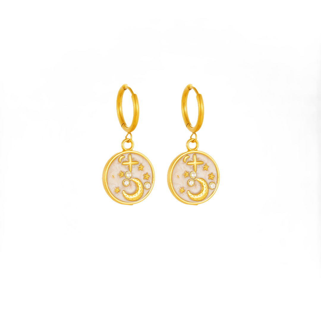 Celestial Moon &amp; Star Necklace and Earrings Set