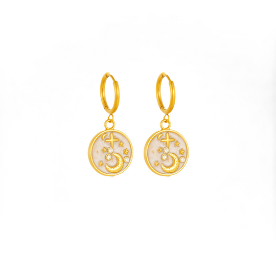 Celestial Moon &amp; Star Necklace and Earrings Set