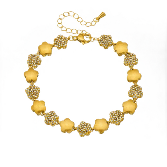 Alternating Flower Full Diamond Bracelet