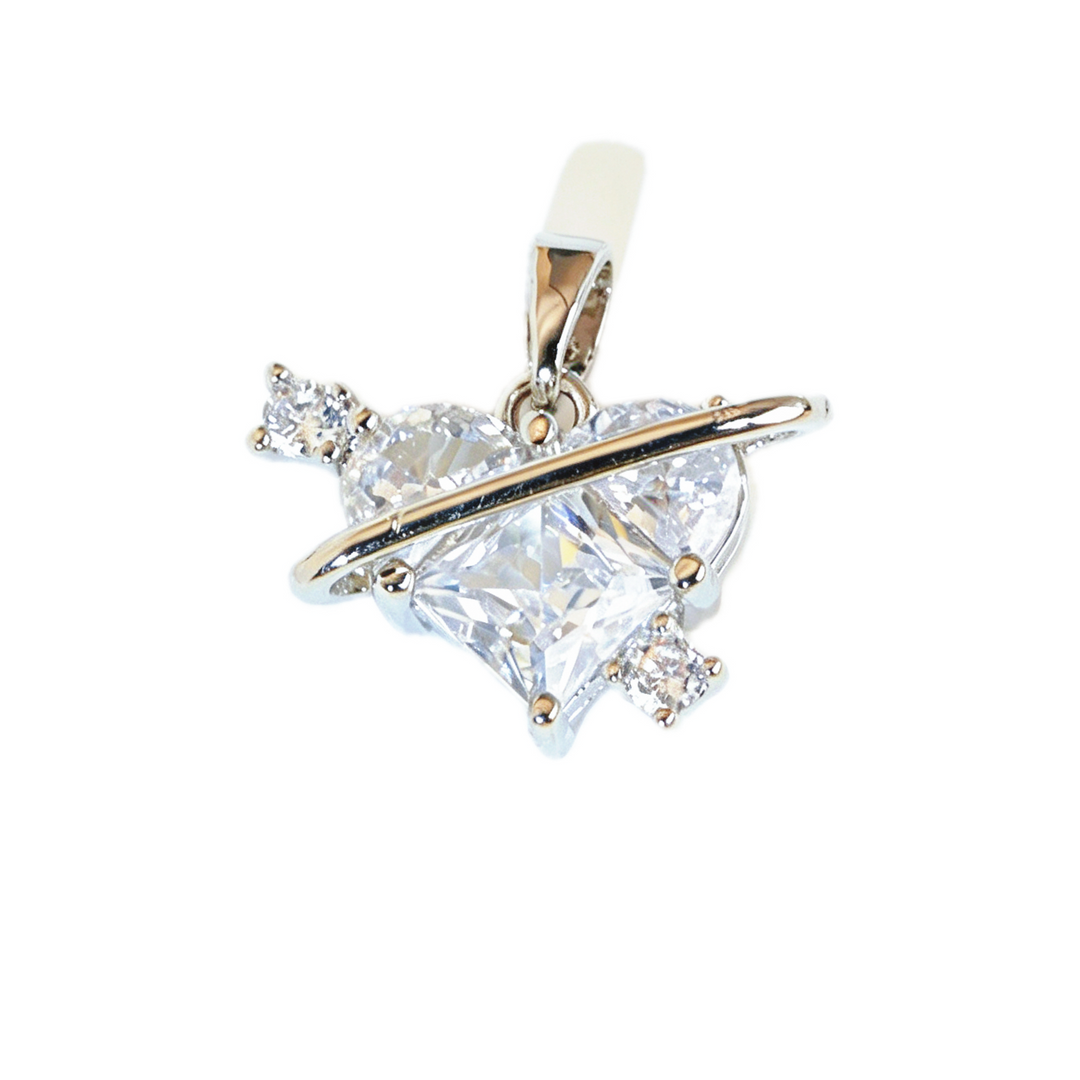Crystal Ring Orbit Heart Pendant