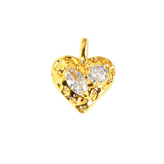 Gold Filigree Heart Diamond Pendant
