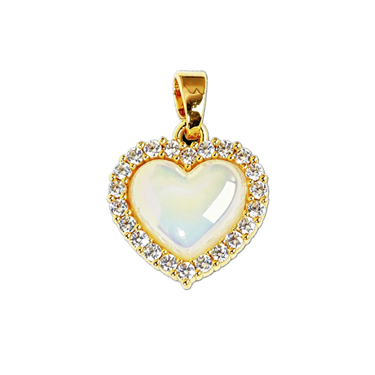 Moonstone Heart Diamond Halo Pendant