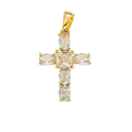 Oval &amp; Princess Cut Mixed White Diamond Cross