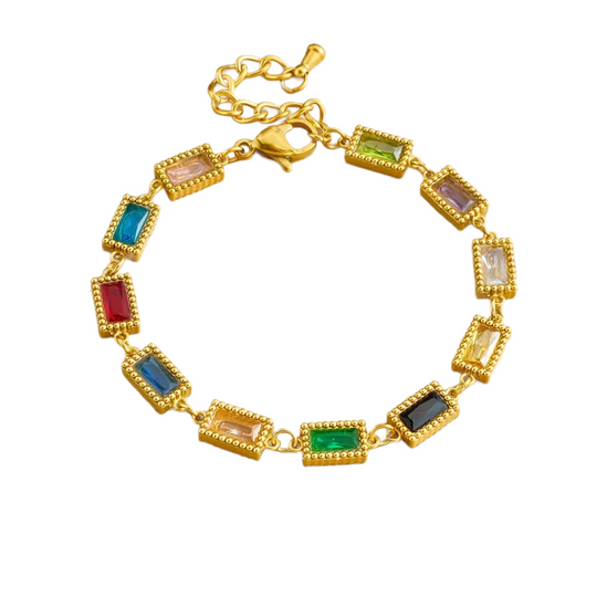 Rectangular colored diamond bracelet