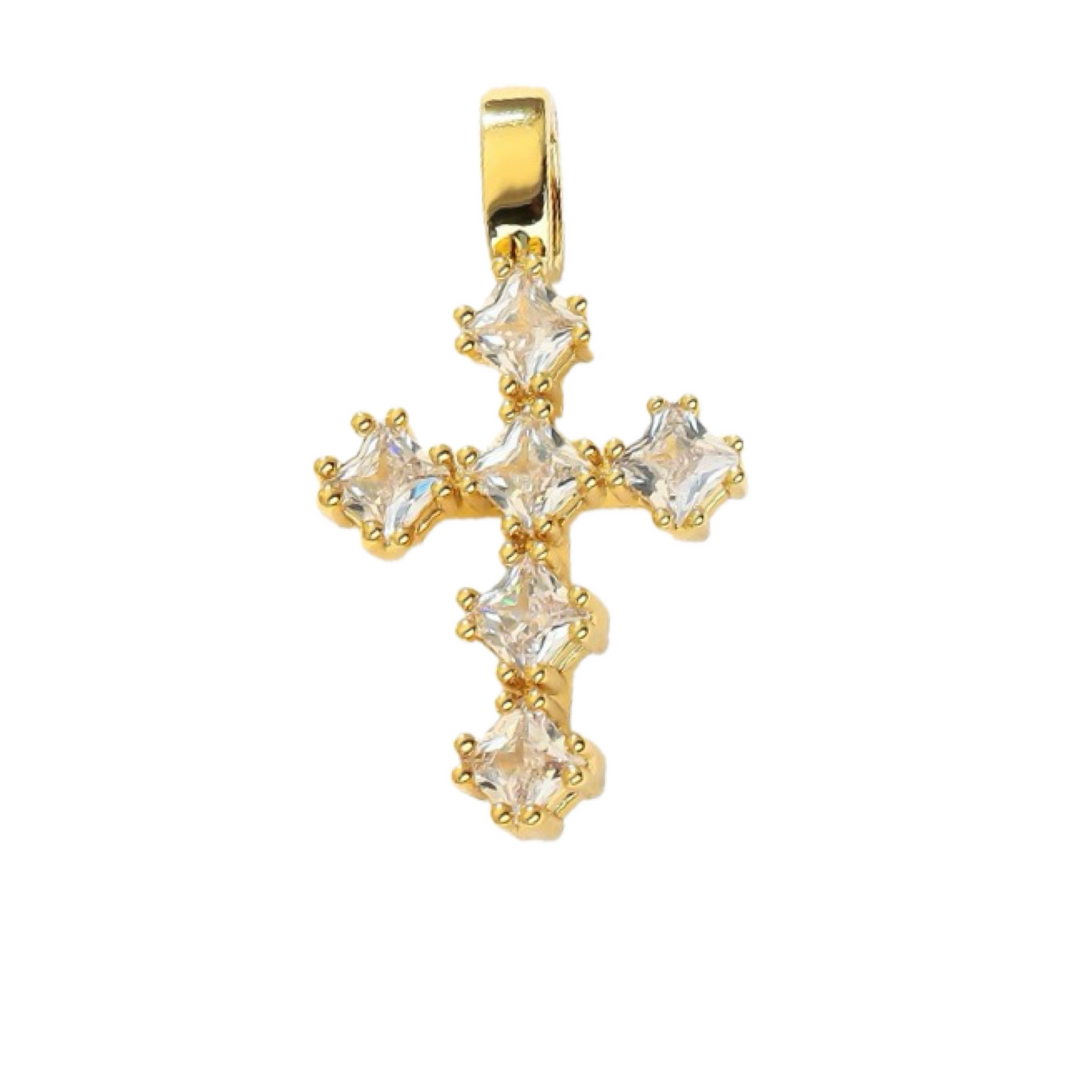 Princess Cut White Diamond Cross