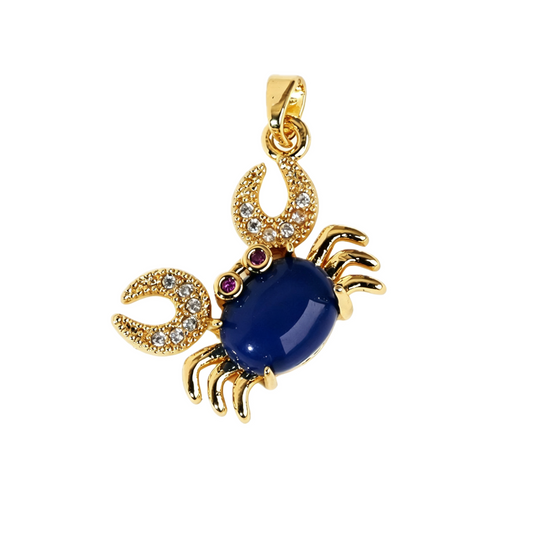 Gold Blue Stone Crab Pendant