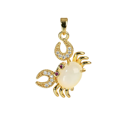 Gold Moonstone Crab Pendant