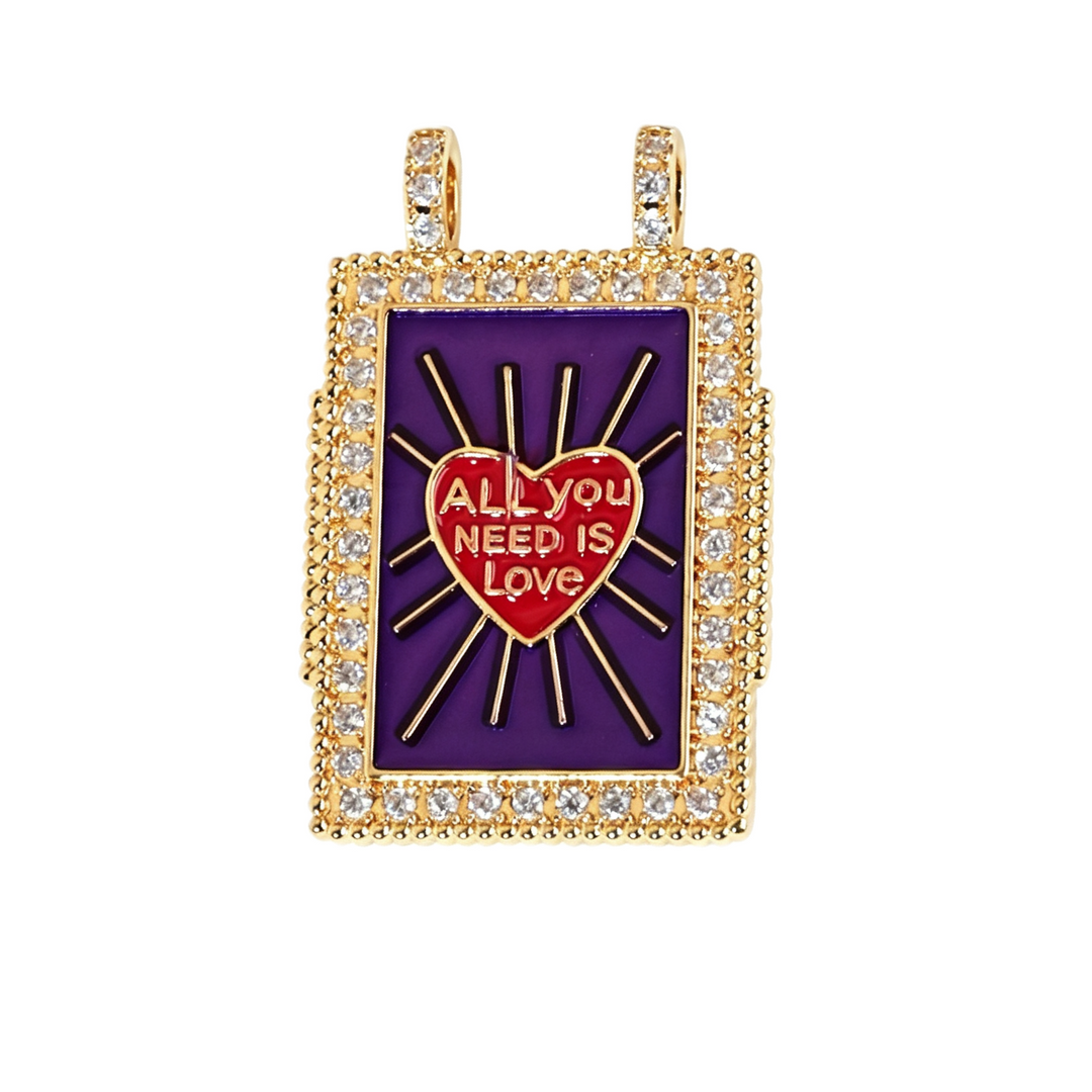Purple Enamel Heart Pendant