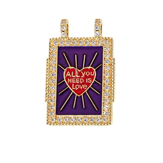Purple Enamel Heart Pendant