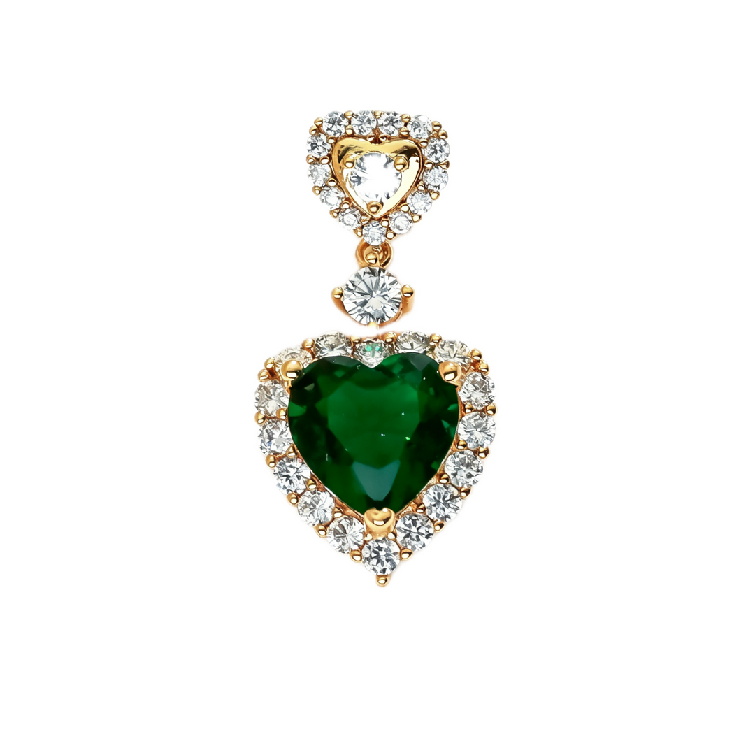 Emerald Green Double Heart Drop Pendant