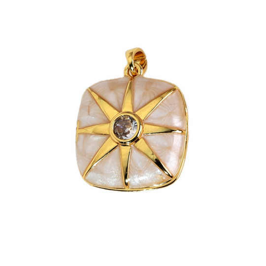 Gold Mother-of-Pearl Star Compass Pendant