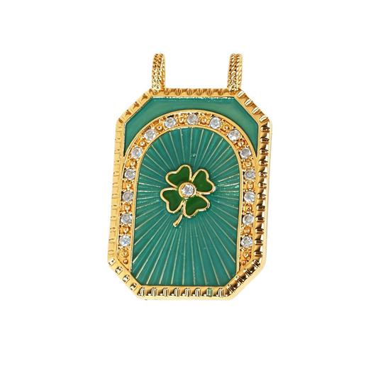 Green Enamel Lucky Clover Pendant