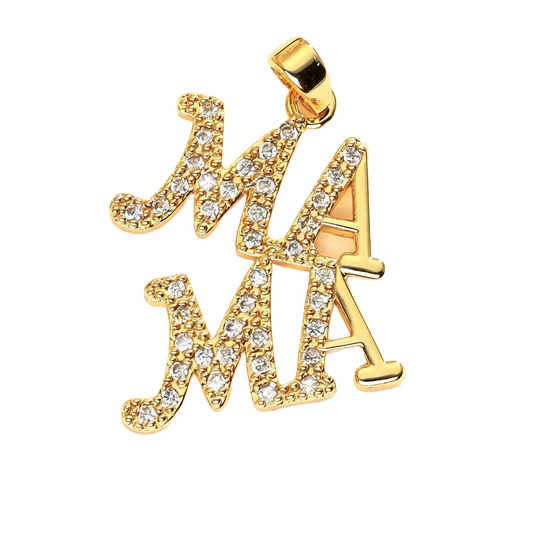 "MAMA" Pave CZ Block Letter Pendant