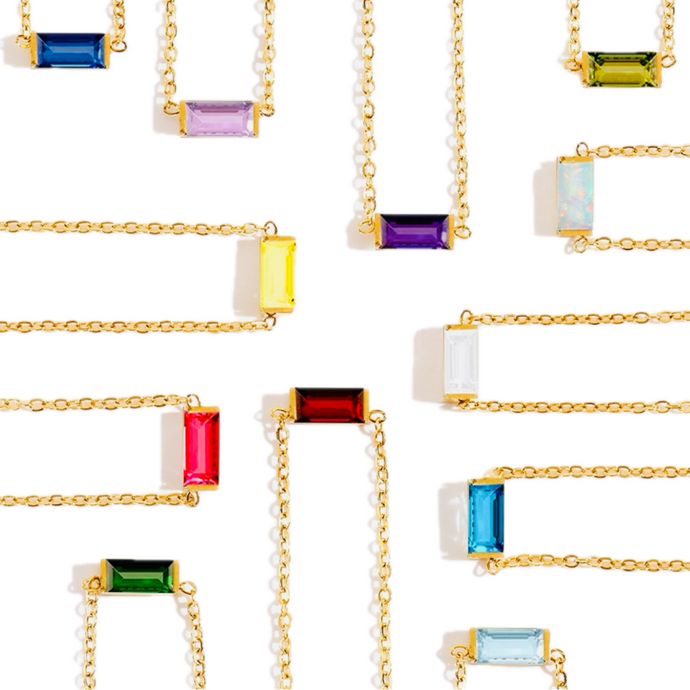 Birthstone Small Square Necklace-Dec·Zir