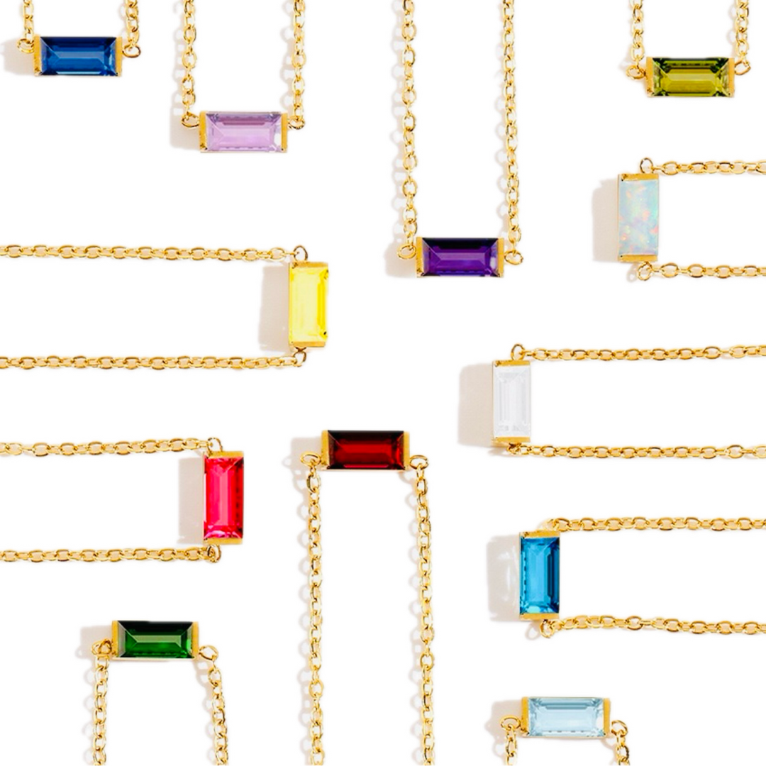 Birthstone Small Square Necklace-May·Eme