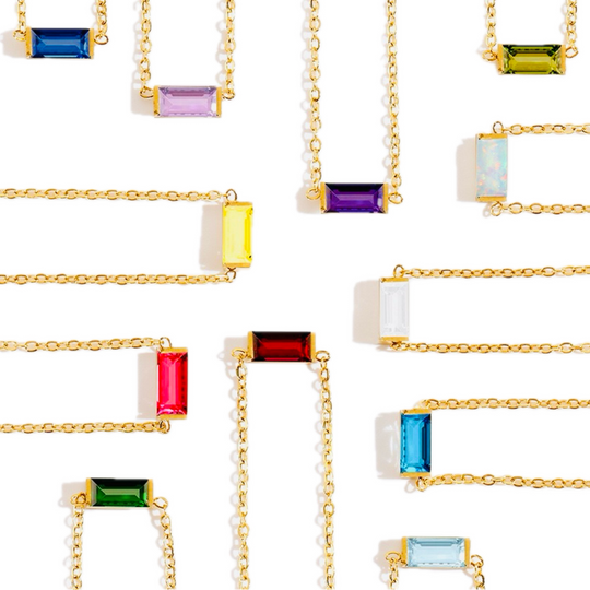 Birthstone Small Square Necklace-May·Eme