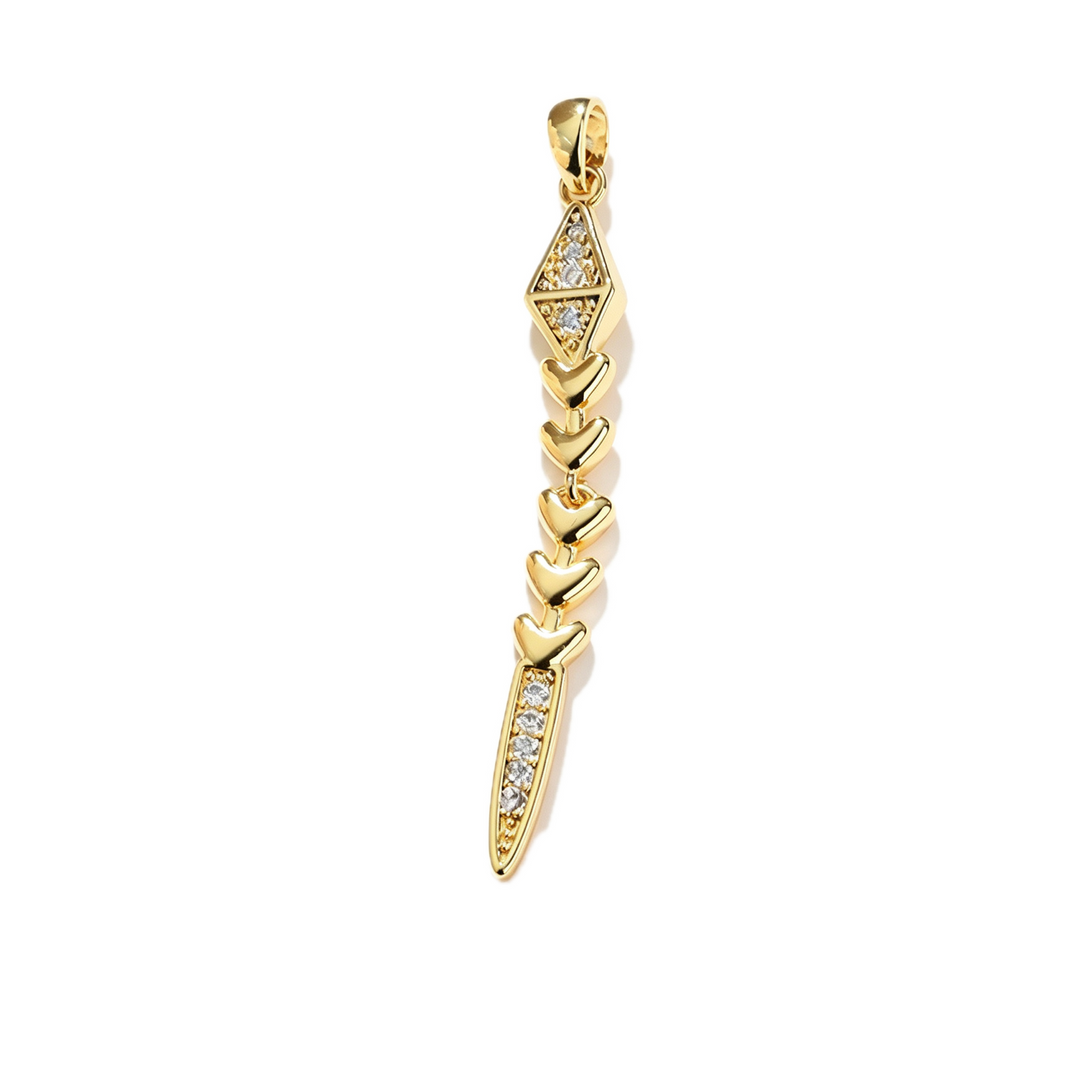 Gold Arrow Feather Drop Pendant