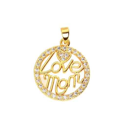 "Love Mom" Circle Pendant