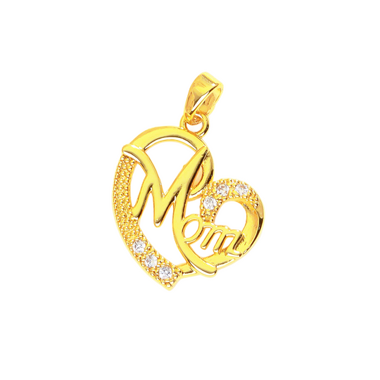 "Mom" Layered Script Heart Pendant