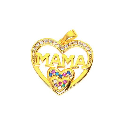 "MAMA" Cupid Arrow Double Heart Pendant