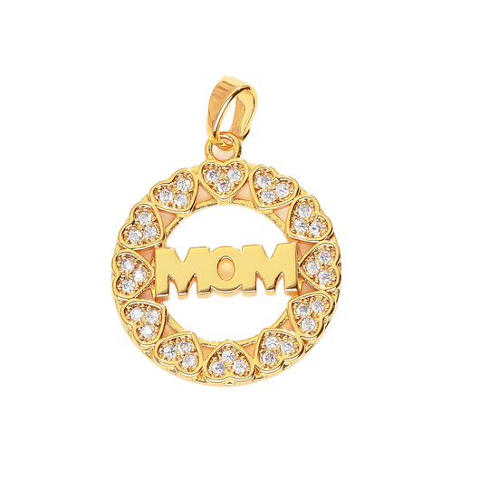"MOM" Heart Wreath Circle Pendant