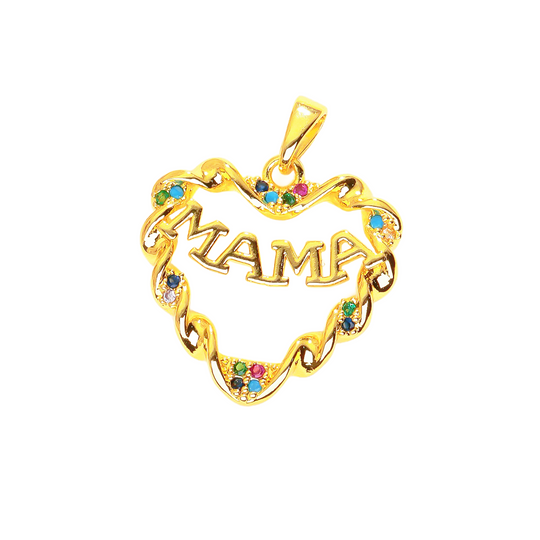 "MAMA" Twisted Rope Heart Pendant