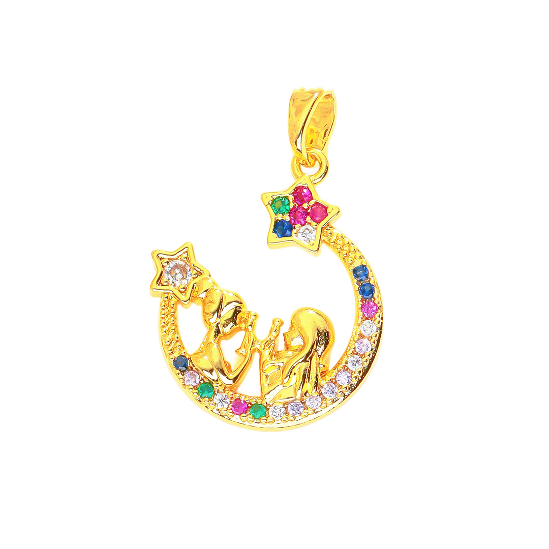 Mother &amp; Child Moon Pendant