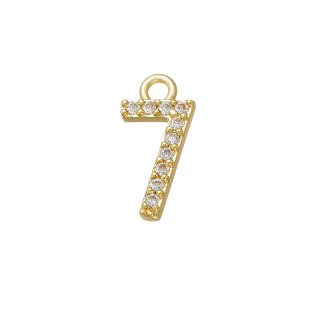 Gold Number 7 charm pendant for sports athlete necklace