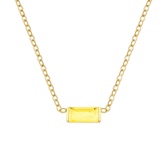Birthstone Small Square Necklace-Nov·Top