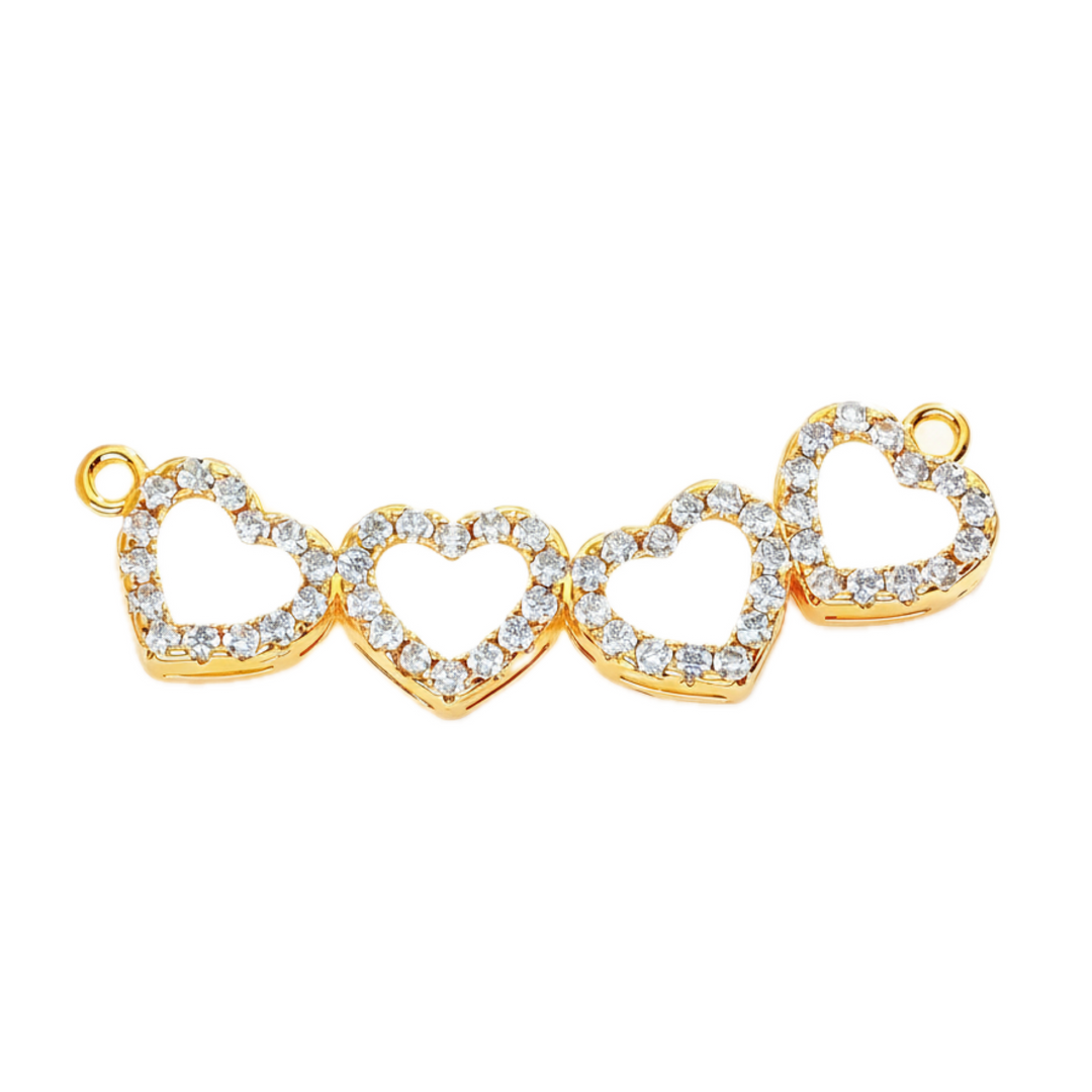 Four-Heart CZ Bar Pendant
