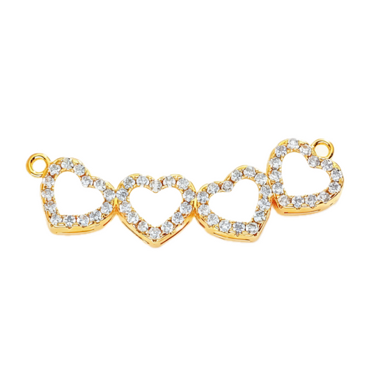 Four-Heart CZ Bar Pendant