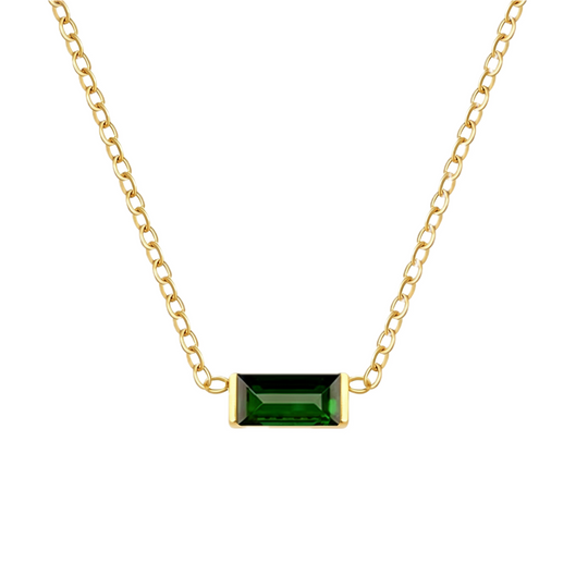 Birthstone Small Square Necklace-May·Eme