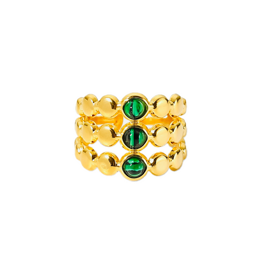 Three-Row Gold Coin Emerald