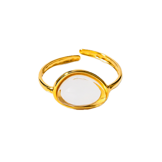 White Glass Oval Open