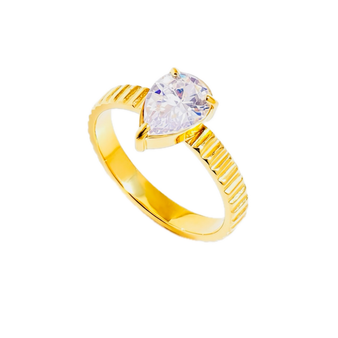 Heart CZ Ribbed Band