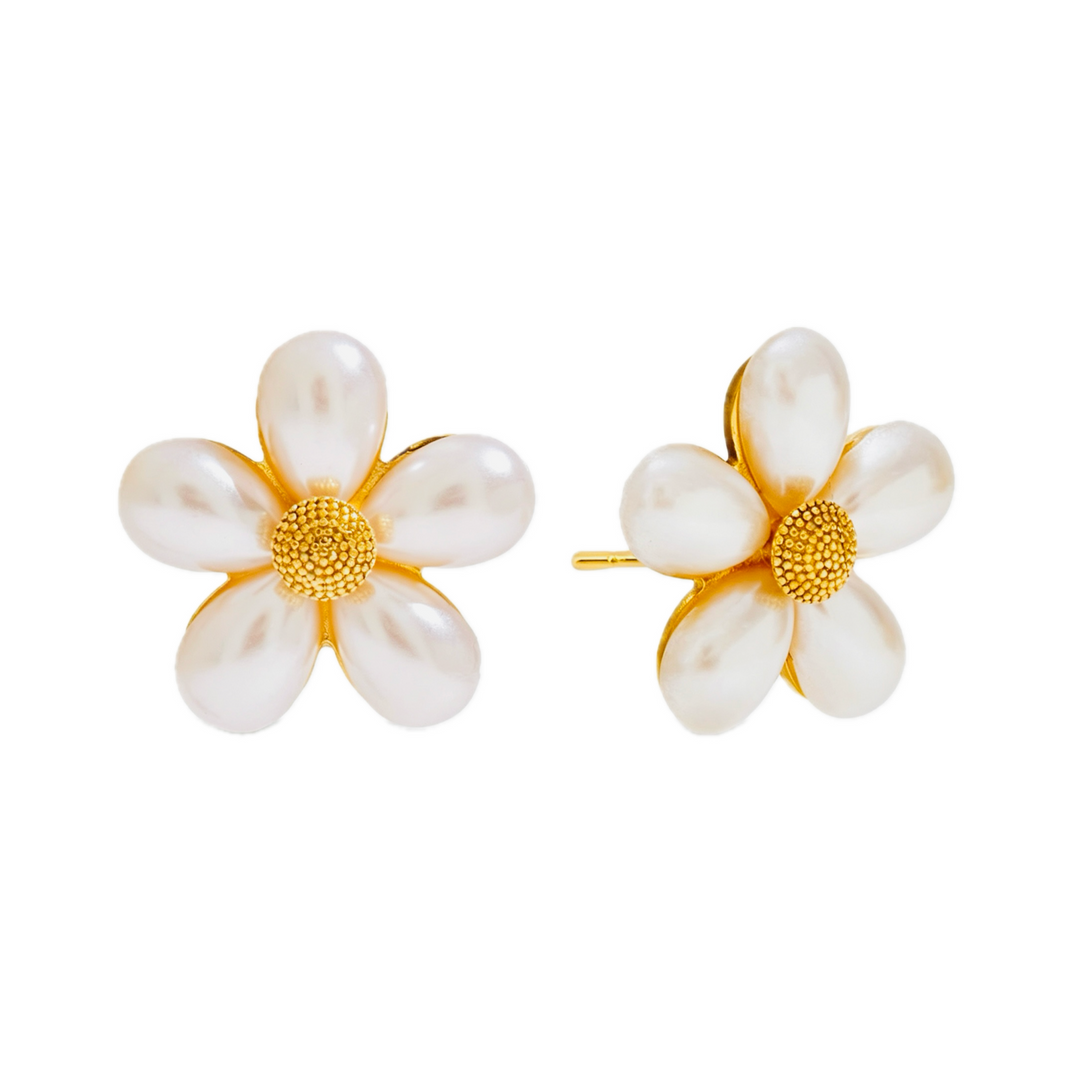 Pearl Daisy Ring &amp; Earring Set